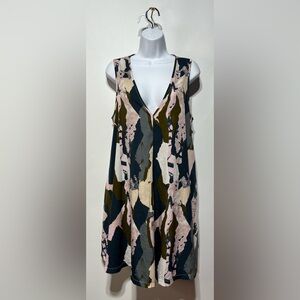 NATIVE YOUTH Women’s Abstract Sleeveless Dress With Pockets Size Medium
